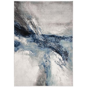 Galaxy Blue/Gray 4 ft. x 6 ft. Abstract Area Rug