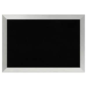 Brushed Sterling Silver Wood Framed Black Corkboard 40 in. x 28 in. Bulletin Board Memo Board