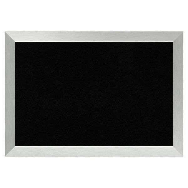 Amanti Art Brushed Sterling Silver Wood Framed Black Corkboard 40 in. x