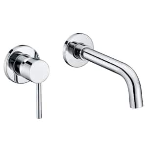 Left-Handed Single Handle Wall Mounted Bathroom Faucet in Chrome