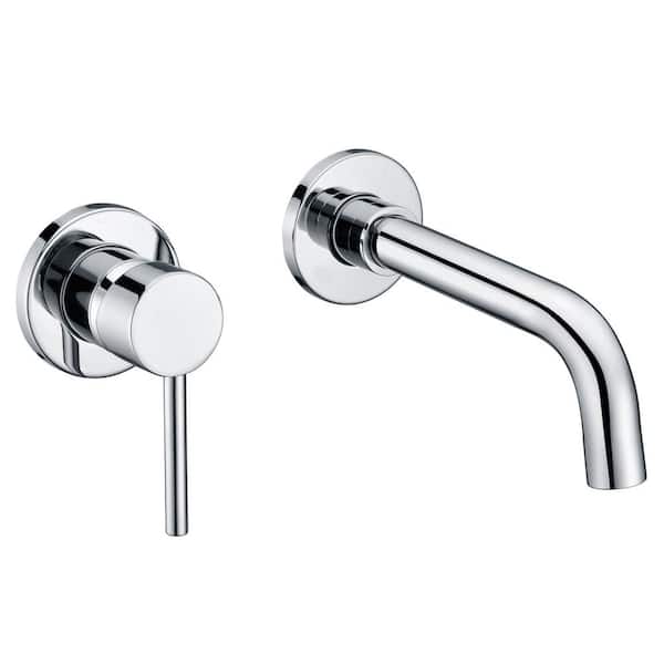 SUMERAIN Left-Handed Single Handle Wall Mounted Bathroom Faucet in Chrome
