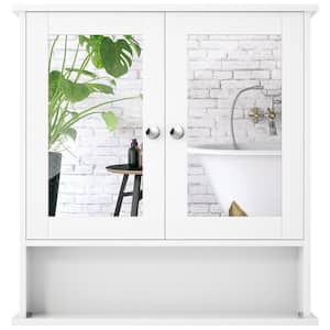 22 in. W x 5 in. D x 23 in. H Grey Wood Bathroom Storage Wall Cabinet in White