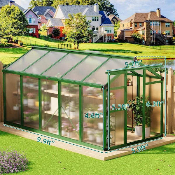 Garvee 6 ft. x 10 ft. Walk-in Greenhouse-Vented Roof, Adjustable