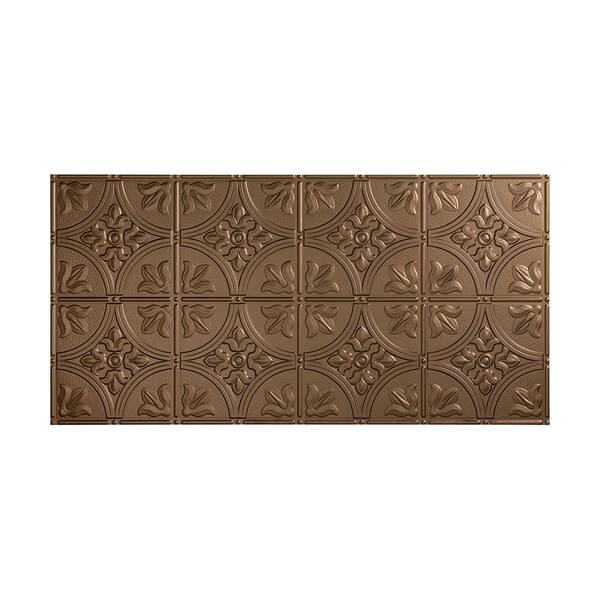 Fasade Traditional Style #2 2 ft. x 4 ft. Glue Up PVC Ceiling Tile in Argent Bronze