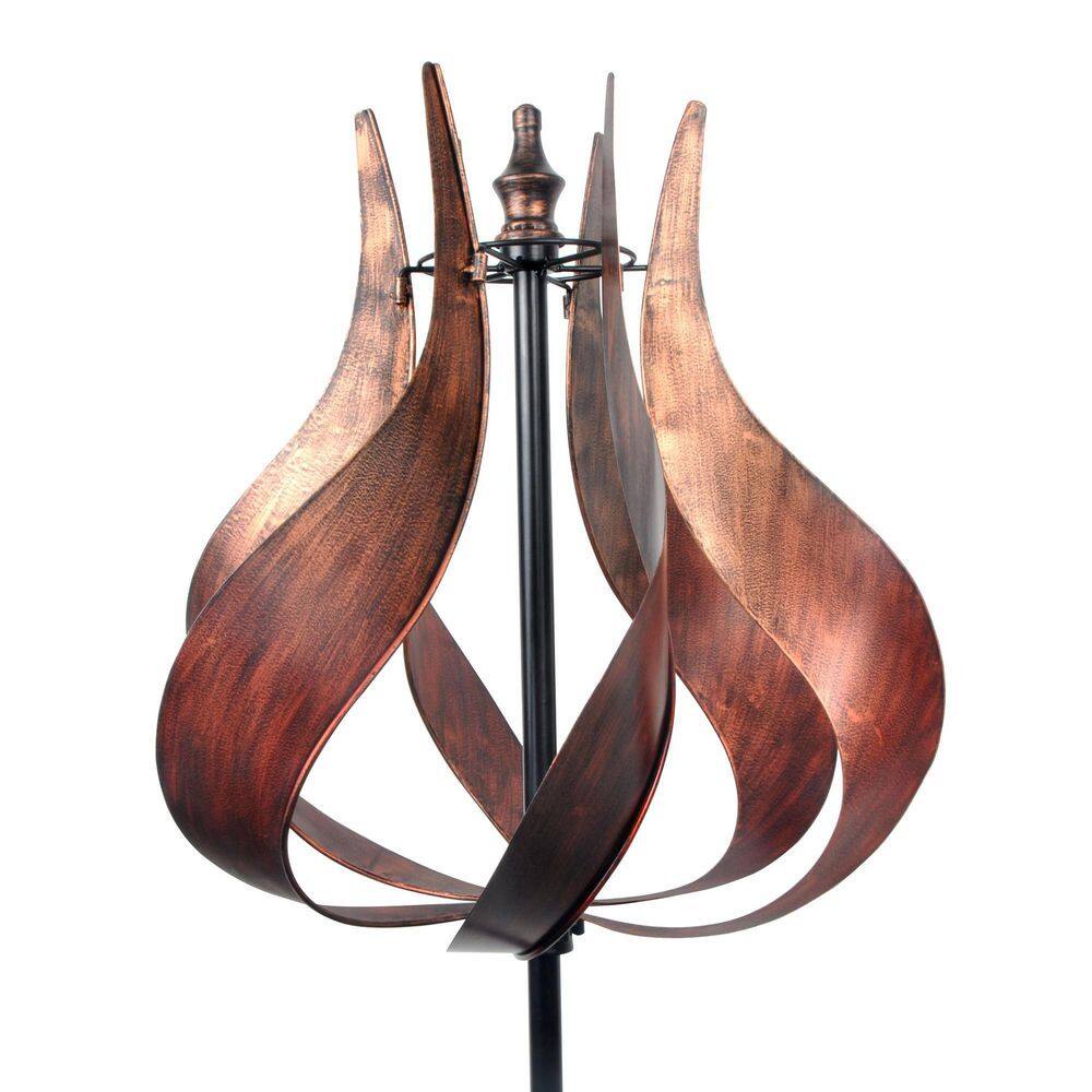 Outdoor 70.2" Copper Tulip Kinetic Windmill Sculpture