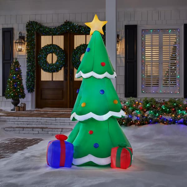 6.5 ft. H x 3.5 ft. W LED Airblown Holiday Lights Tree with Gift Boxes Christmas Inflatable