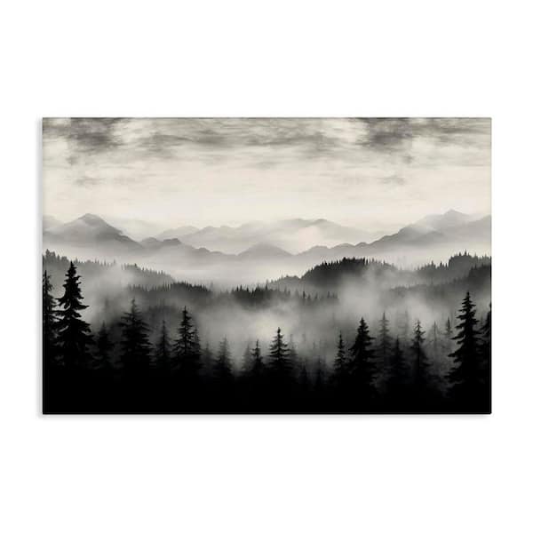 Stupell Industries Black & White Gradient Mountains by LSR Design Studio Unframed Nature Graphic Art Print 24 in. x 36 in.