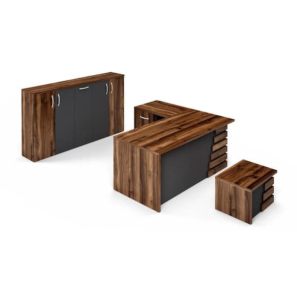LEXUS 71″ Modern Home & Office Furniture Desk Brown & White