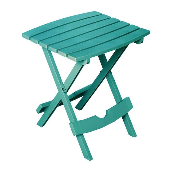 Adams Quik-Fold 20 in. Resin Teal Square Patio Side Table