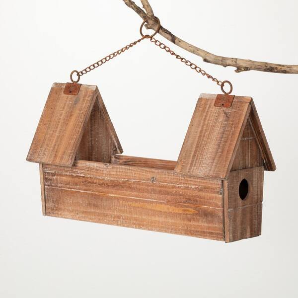 SULLIVANS 11.75 in. Hanging Dual Birdhouse Planter; Brown N2862 The