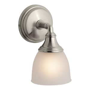 Devonshire 1 Light Brushed Nickel Indoor Bathroom Wall Sconce, Position Facing Up or Down, UL Listed