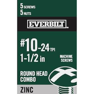 #10-24 x 1-1/2 in. Combo Round Head Zinc Plated Machine Screw (5-Pack)