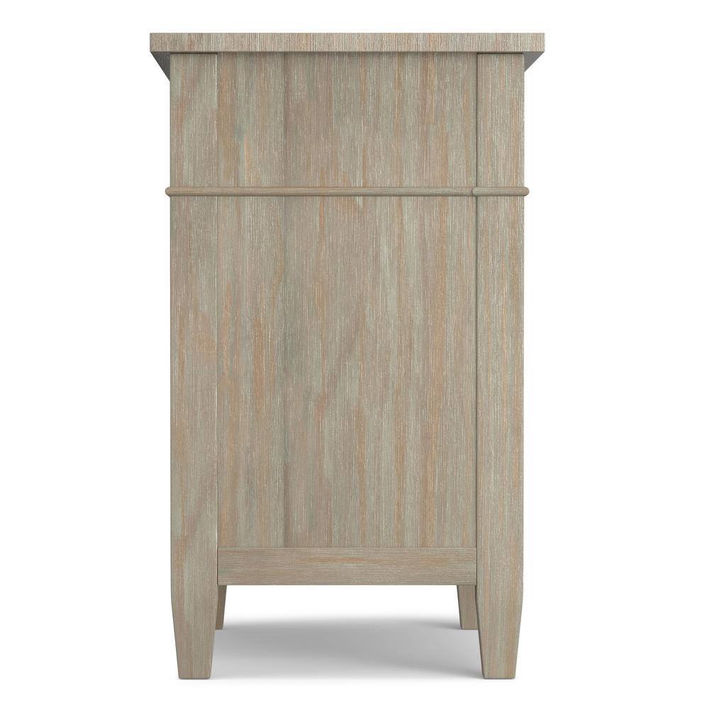 Distressed Gray Solid Wood 2-Drawer Nightstand with Open Shelf