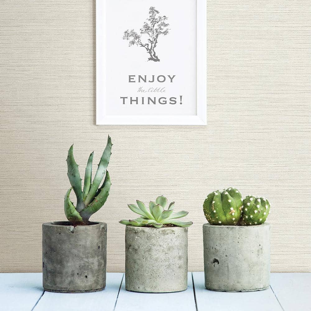 Agave Off-White Faux Grasscloth Non-Woven Wallpaper