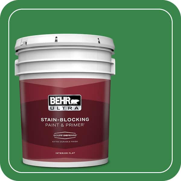 BEHR ULTRA 5 gal. #450B-7 Green Grass Extra Durable Flat Interior Paint & Primer