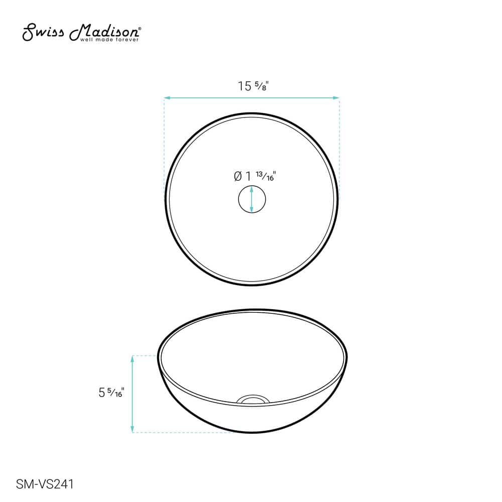 Matte Black Ceramic 15.3" Round Above-Counter Sink