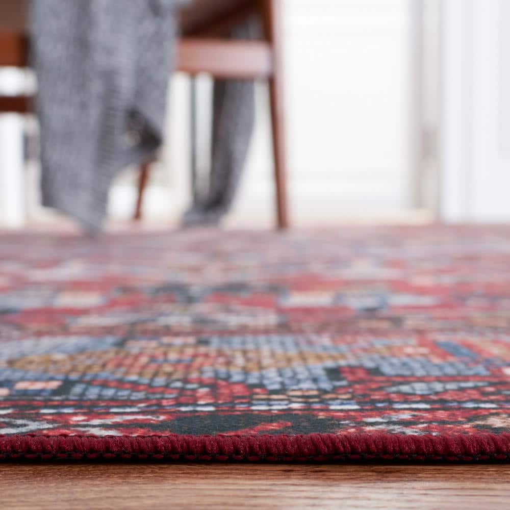 Tucson 6' x 6' Square Blue Synthetic Washable Area Rug
