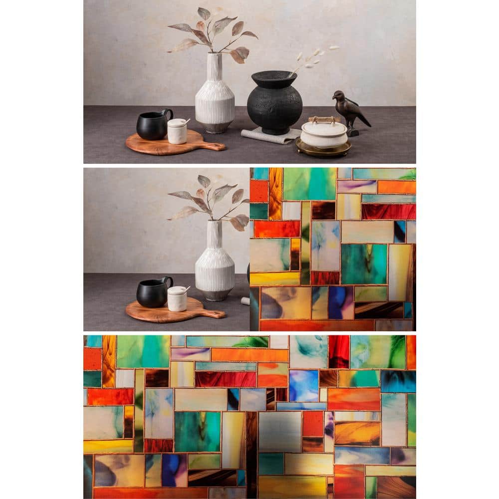 24" x 36" Multicolor Stained Glass Look Privacy Window Film
