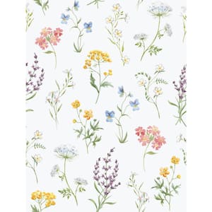 Spring Blossom Collection Botanical Floral Mix Multi-Colored Matte Finish Non-Pasted Non-Woven Paper Wallpaper Roll