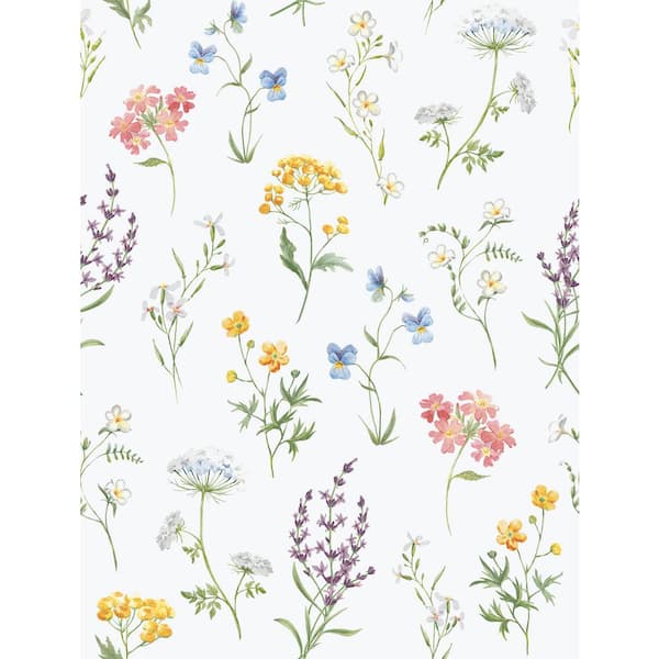 Unbranded Spring Blossom Collection Botanical Floral Mix Multi-Colored Matte Finish Non-Pasted Non-Woven Paper Wallpaper Roll