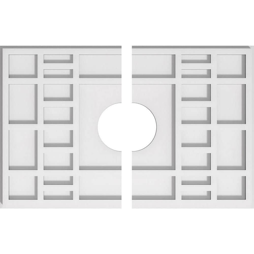 Beaux White PVC Contemporary Ceiling Medallion, 20" x 13.38"