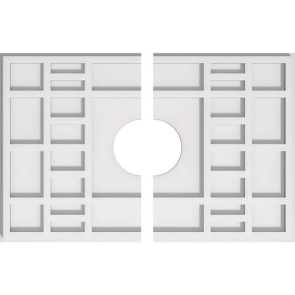 Ekena Millwork 20 in. x 13.37 in. x 1 in. Beaux Architectural Grade PVC Contemporary Ceiling Medallion (2-Piece)