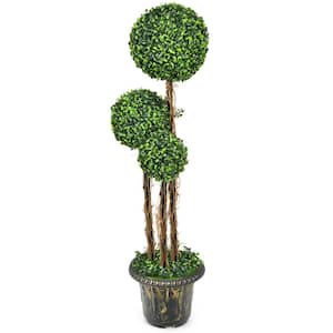 4 ft. Artificial Topiary Tree Fake Triple Ball Plant Home Office Decoration