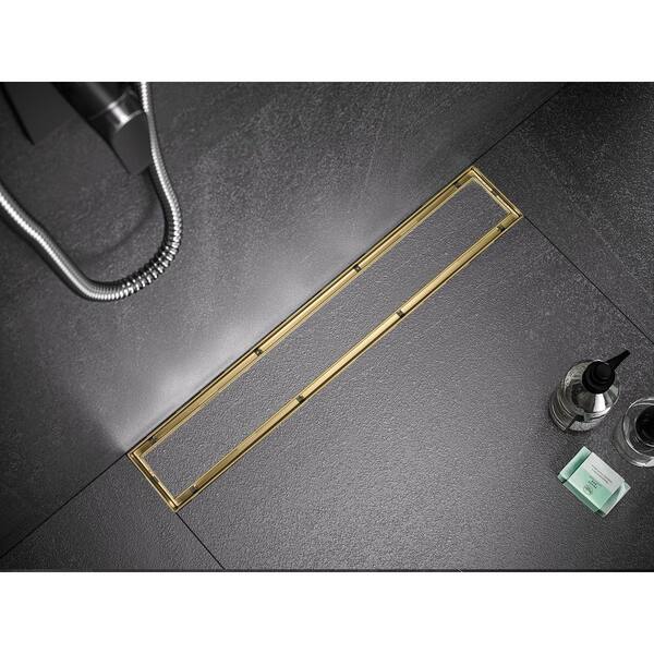 RELN 24 in. Brushed Gold Linear Shower Drain with Linear Drain Cover