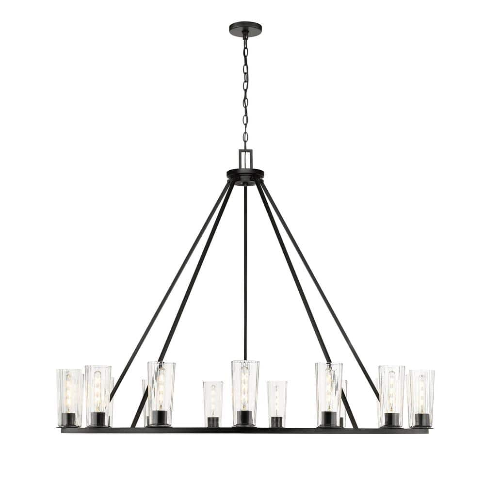 Titus 15-Light in Matte Black Chandelier with No Bulbs Included