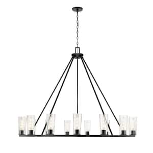 Titus 15-Light in Matte Black Chandelier with No Bulbs Included