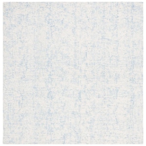Abstract Light Blue/Ivory 6 ft. x 6 ft. Contemporary Marble Square Area Rug