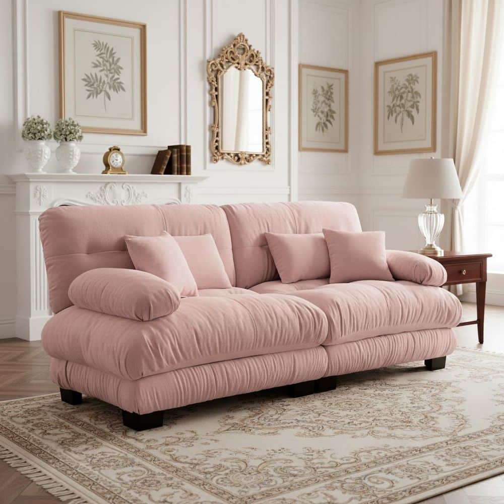 Homy Casa MINH 94.4 in. Pillow Arm 2-piece Chenille Sectional Sofa with ...