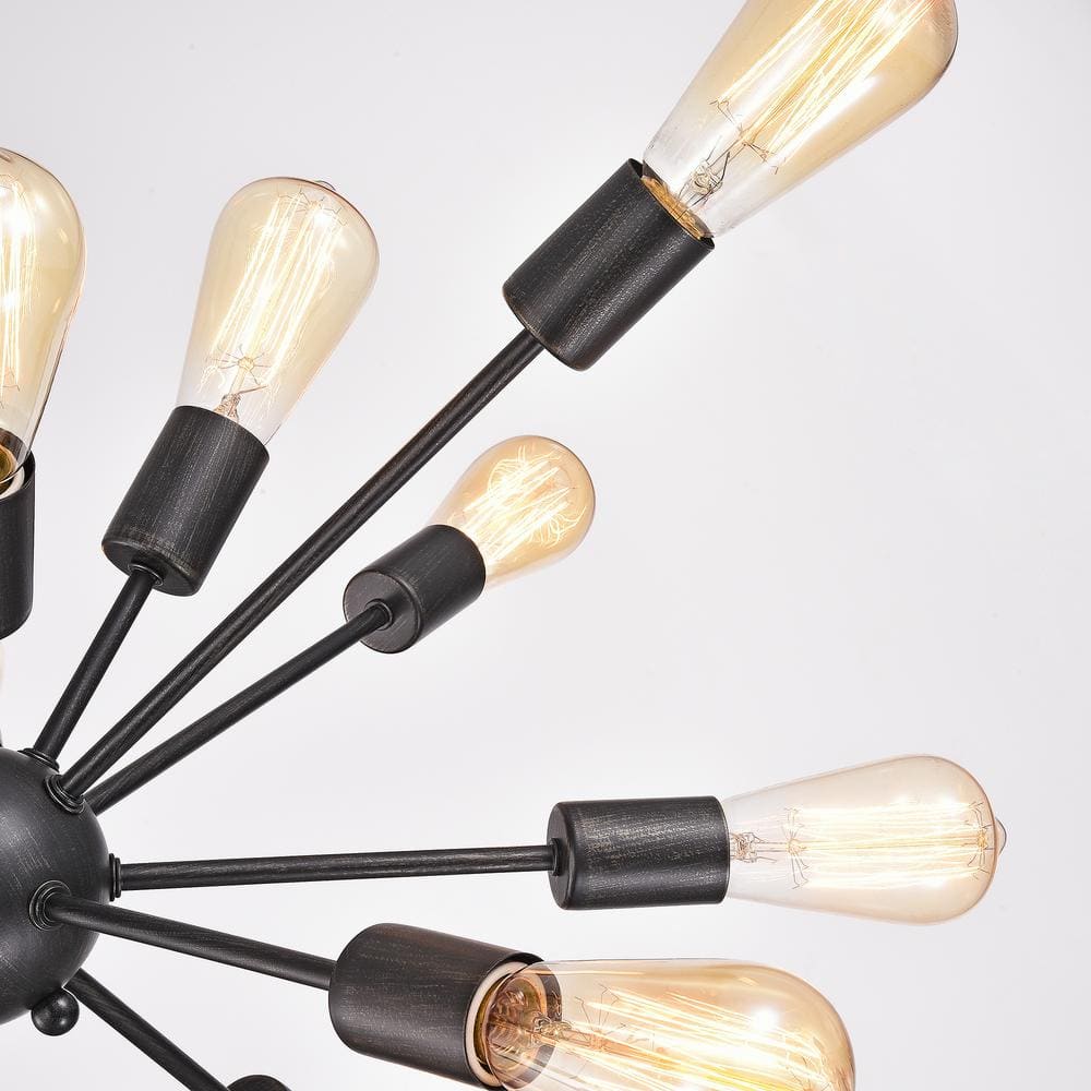Lorena Black Iron 15-Light Sputnik Industrial Chandelier