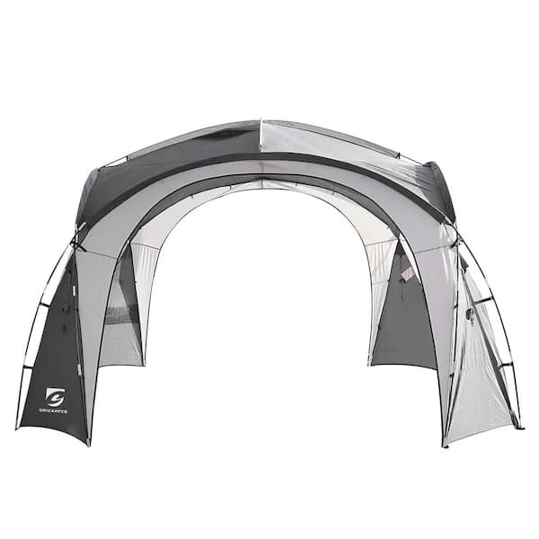 Unbranded Gray Polyester 7-Person to 10-Person Beach Tent with Sun Shelter and Waterproof for Camping Trips, Backyard Fun