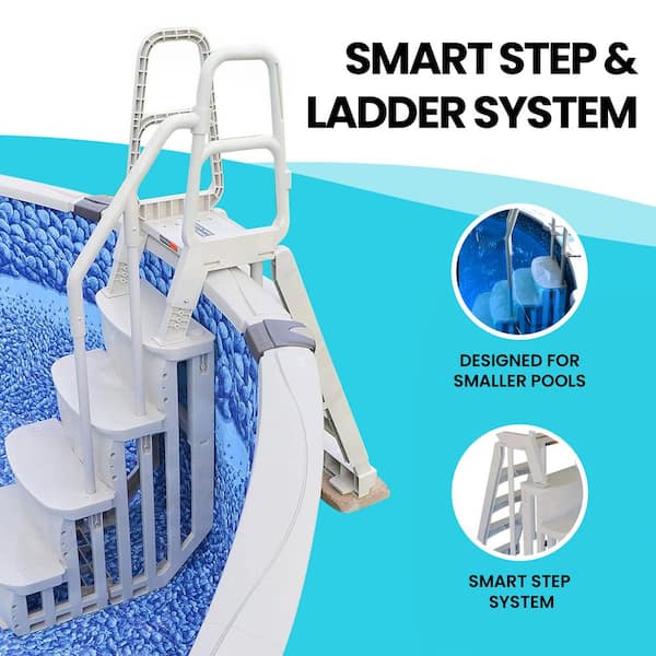 Main Access Smart Choice Comfort Incline Above Ground Swimming Pool Ladder, Gray