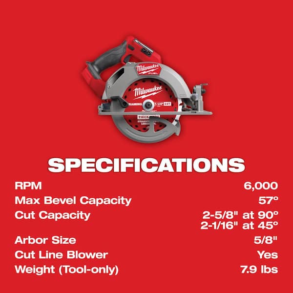 Milwaukee - M18 FUEL 18V Lithium-Ion Brushless Cordless 7-1/4 in. Circular Saw (Tool-Only)