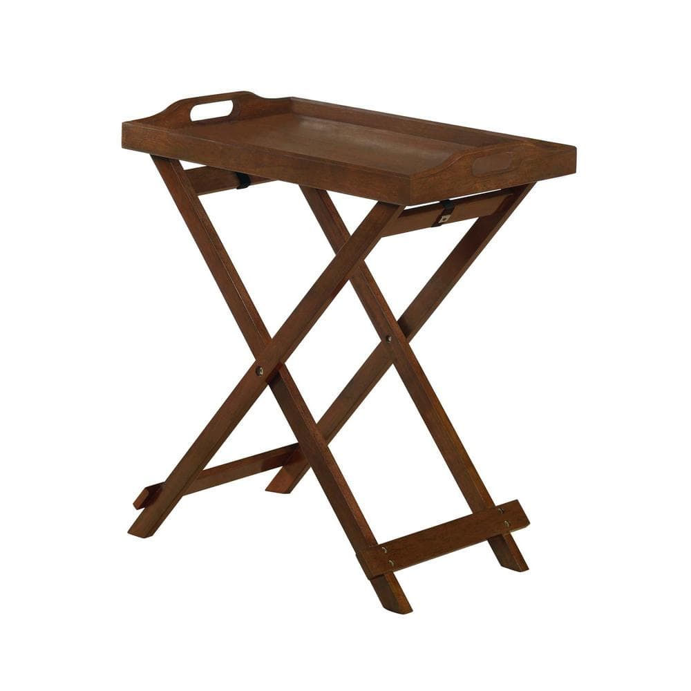 Espresso Wood Folding Tray Table with Handles