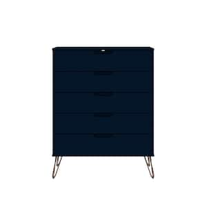 Rockefeller 5-Drawer Tatiana Midnight Blue Tall Dresser (44.57 in. H x 35.31 in. W x 21.57 in. D)