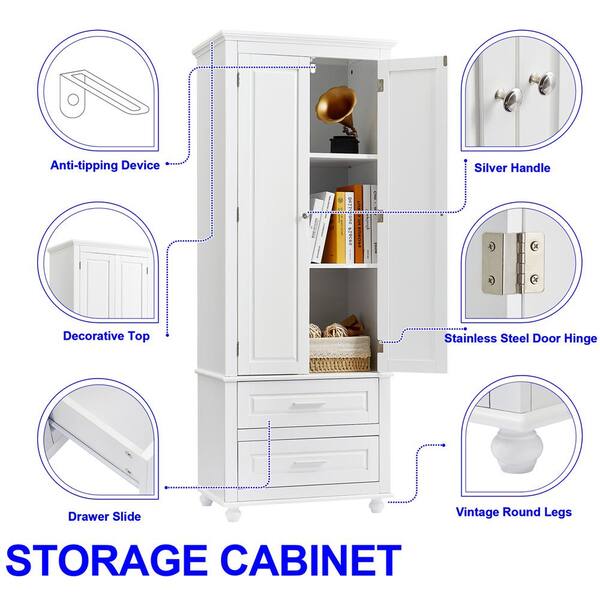 Bathroom Storage Linen Cabinet 71 inches Tall Vertical Floor