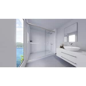 Winter White-Rainier 60 in. L x 32 in. W x 99 in. H Floor/Ceiling Base/Wall/Door Alcove Shower Stall/Kit Chrome Right