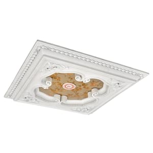 24 in. x 2 in. x 24 in. White and Gold 4 Leaf Clover Square Chandelier Polysterene Ceiling Medallion Moulding