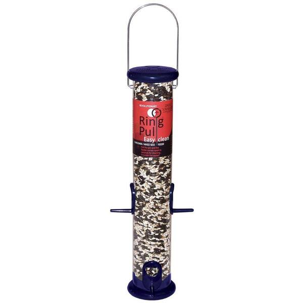 Droll Yankees 15 in. Midnight Blue Ring Pull Tube Seed Bird Feeder