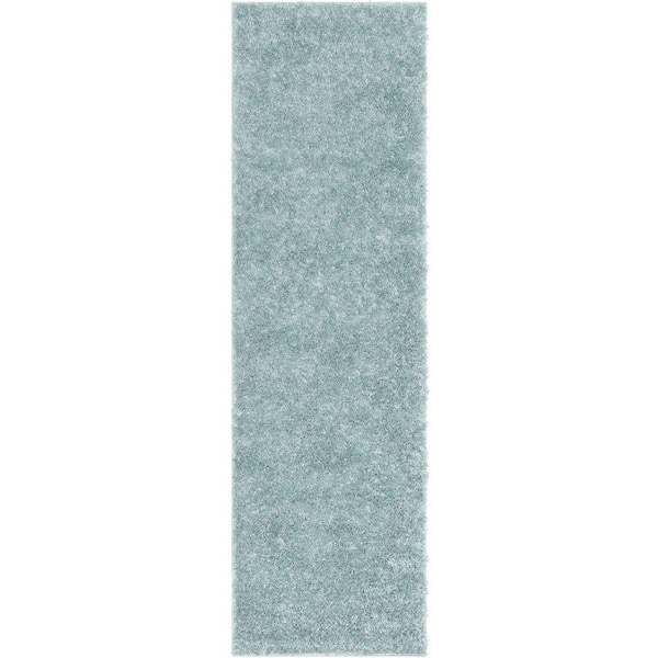 Elle Basics Emerson Solid Shag Seafoam Green 2 ft. 7 in. x 9 ft. 6 in. Runner Area Rug