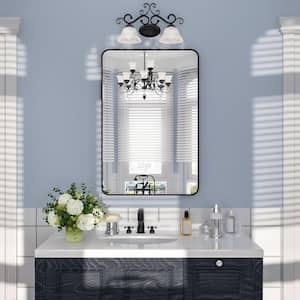 Odin 24 in. W x 36 in. H Tempered Glass Matte Black Rectangular Framed Wall Bathroom Vanity Mirror