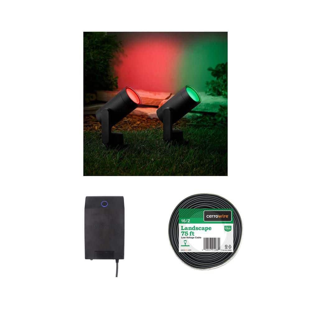 75 ft. 16/2 Low-Voltage Wire, Smart 450 Lumens LED Spotlight (3