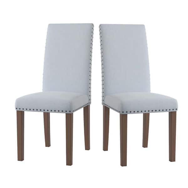 wetiny Parsons Chair Upholstered Dining Chairs Fabric Dining Chairs with Copper Nails (Set of 2)