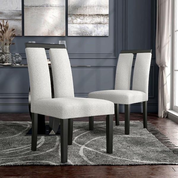 Furniture of America Quincie Black And White Boucle Polyester Upholstered Dining Chair (Set of 2)