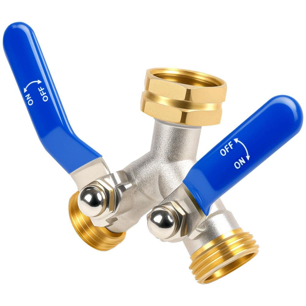 2 Way Hose Splitter Brass Heavy Duty Outdoor Faucet Connector with Extended Handles and High Flow 3/4 GHT price history on PriceWatchPro