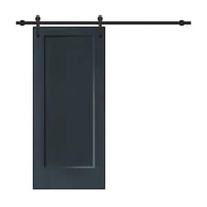 36 in. x 80 in. Charcoal Gray Stained Composite MDF 1-Panel Interior Sliding Barn Door with Hardware Kit