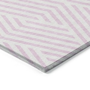 Pink and White 8 ft. x 10 ft. Woven Geometric Rectangle Indoor/Outdoor Area Rug